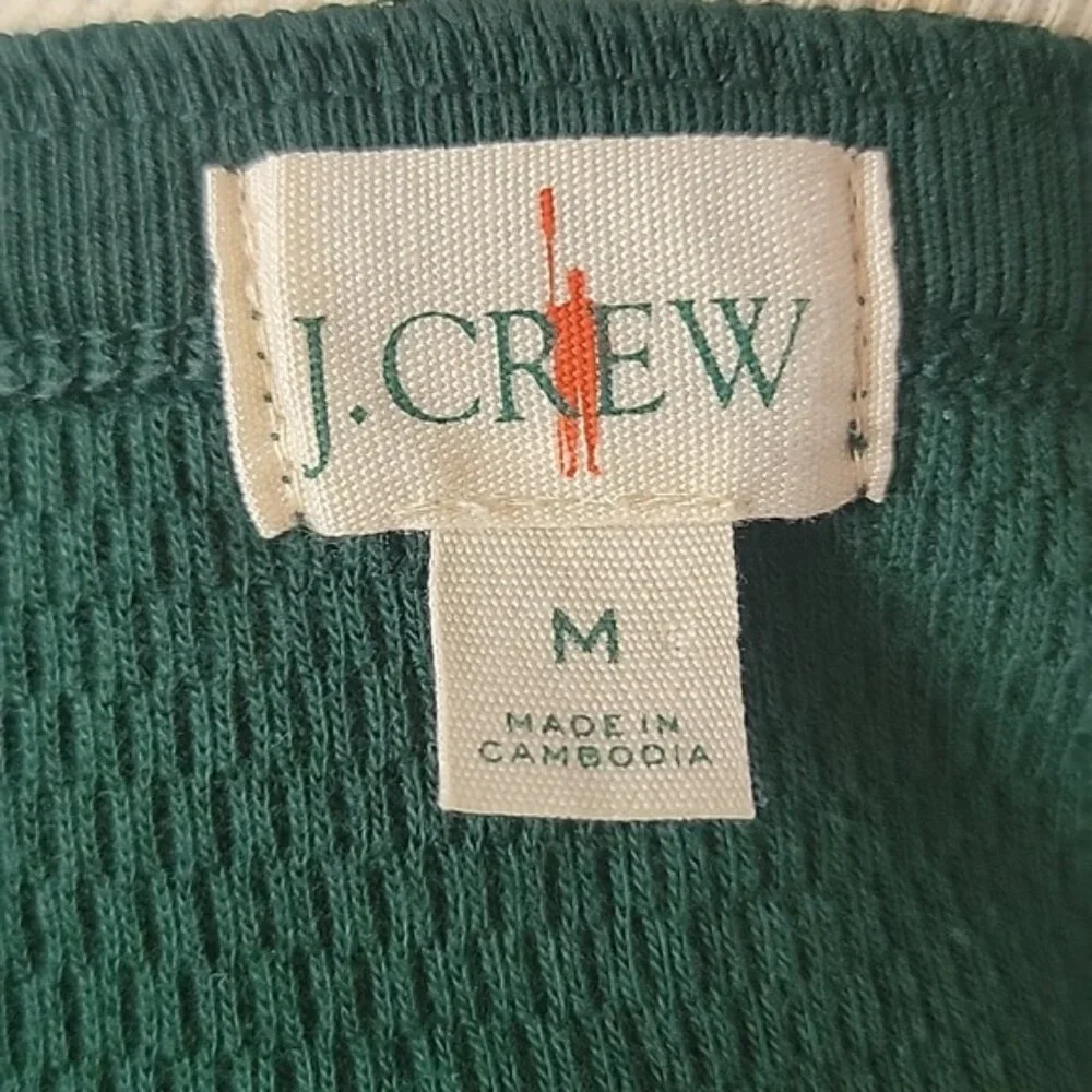 J.CREW Oarsman Hunter Green Three Button Thermal‎ Henley Preppy Casual Shirt M